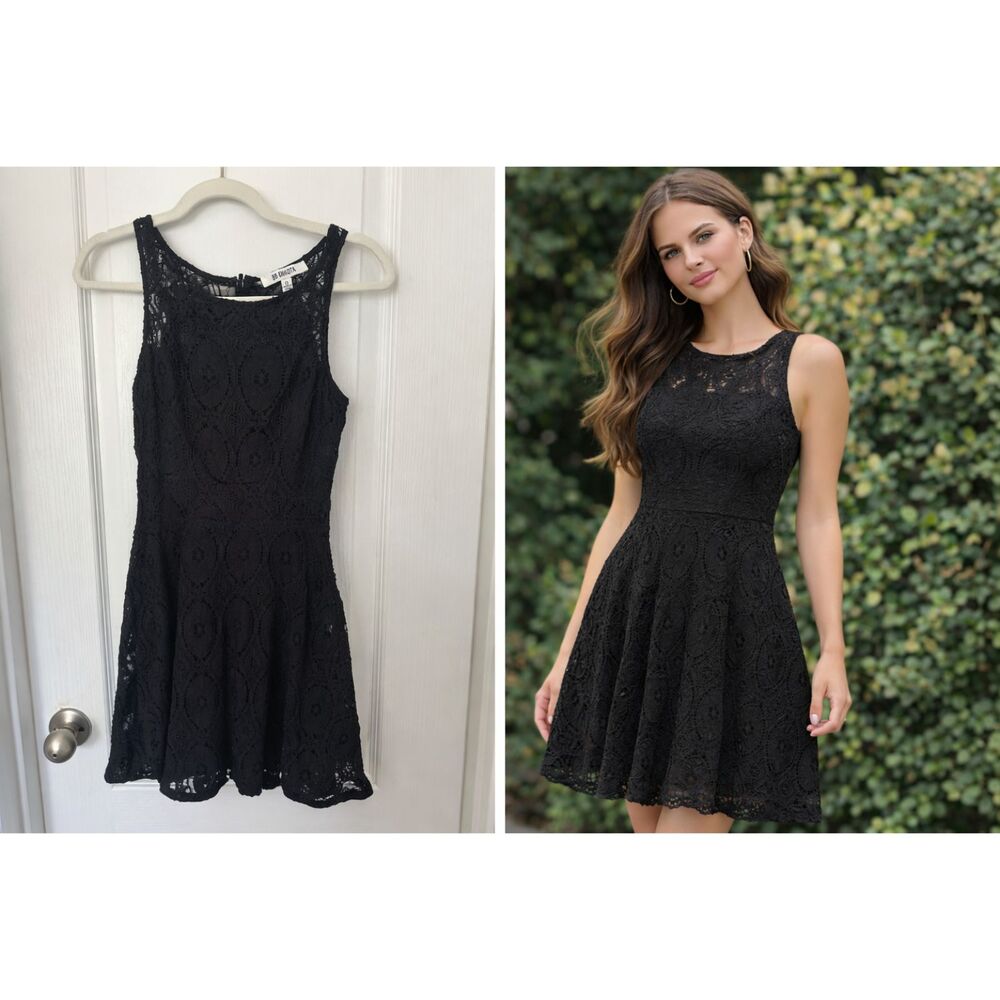 BB Dakota Black Lace Fit & Flare Lace Dress Size 0 Sleeveless Cocktail Romantic